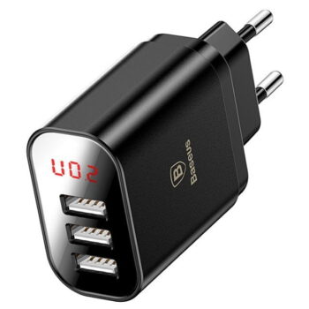 Ładowarka Sieciowa BASEUS Mirror Travel 3x USB Czarna - obrazek 2