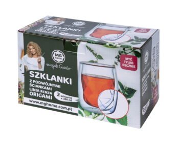 Szklanki MG HOME Renza Origami 2x300ml podwójna ścianka - obrazek 2