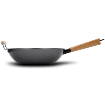 Patelnia Wok Kantoński Stalowy Chiński Głęboki 35 cm - obrazek 2