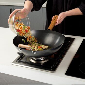Patelnia Wok Kantoński Stalowy Chiński Głęboki 35 cm - obrazek 5