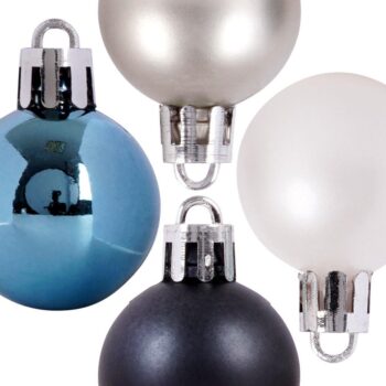 Bombki Choinkowe Plastikowe Niebieskie Srebrne Białe 24szt. 3cm - obrazek 5