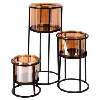 Świecznik na Świece Loft Metalowy Czarny Glamour