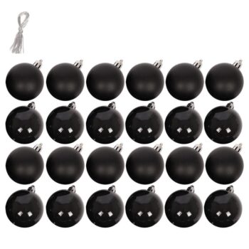 Bombki Choinkowe Plastikowe Czarne 24szt. 3cm - obrazek 2