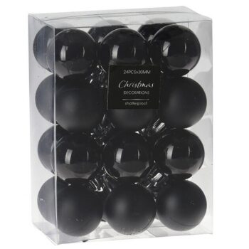 Bombki Choinkowe Plastikowe Czarne 24szt. 3cm - obrazek 3