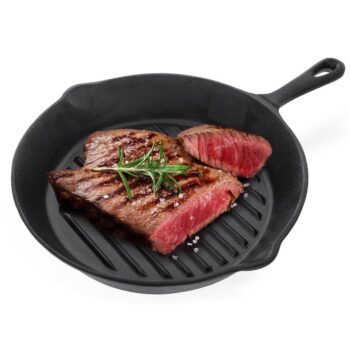 Patelnia Grillowa Żeliwna do Grillowania 24cm Okrągła Indukcja