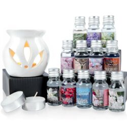 Kominek Ceramiczny z Olejkami Zapachowymi i Świecami Tealight Zestaw