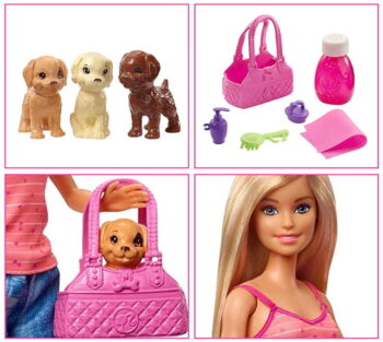 Lalka Barbie Kąpiel piesków GDJ37