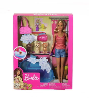 Lalka Barbie Kąpiel piesków GDJ37