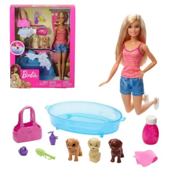 Lalka Barbie Kąpiel piesków GDJ37