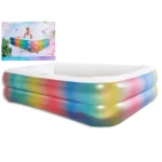 Basen dla Dzieci Prostokątny Winylowy w Kolorach Tęczy Duży