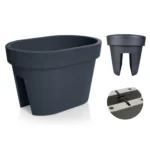 Donica Balkonowa na Poręcz Barierkę Antracytowa 39,6cm Duża