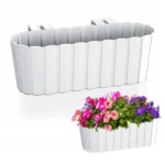 Donica Balkonowa na Poręcz Barierkę Biała 38,5cm Doniczka