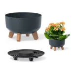 Doniczka na Nóżkach Gracia Antracyt śr. 23,5cm Wkład Donica