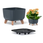 Doniczka na Nóżkach Gracia Antracyt śr. 24cm Wkład Donica