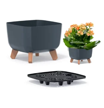 Doniczka na Nóżkach Gracia Antracyt śr. 24cm Wkład Donica