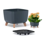 Doniczka na Nóżkach Gracia Antracyt śr. 29cm Wkład Donica