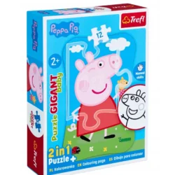 Puzzle Gigant Baby 12 el 40×60 cm Peppa Pig 2w1 kolorowanka