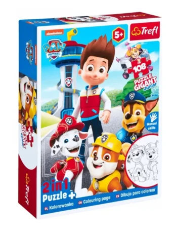 Puzzle Gigant Junior 108 el Psi Patrol Trefl 2w1 Kolorowanka
