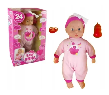 Lalka Baby Anna Interaktywna Smoczek Butelka 24 Dżwięki - Mówi
