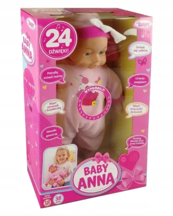 Lalka Baby Anna Interaktywna Smoczek Butelka 24 Dżwięki - Mówi