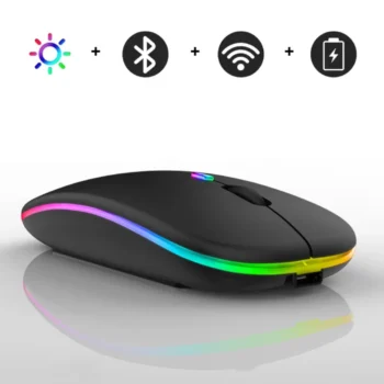 Myszka Bezprzewodowa Ładowana USB Bluetooth 5.0 LED Czarna