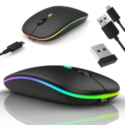 Myszka Bezprzewodowa Ładowana USB Bluetooth 5.0 LED Czarna