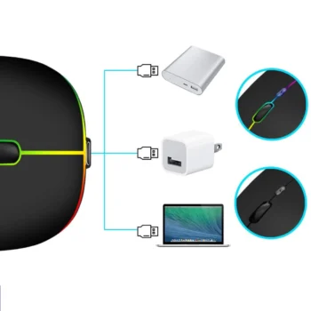 Myszka Bezprzewodowa Ładowana USB Bluetooth 5.0 LED Czarna
