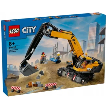 LEGO City Żółta Koparka Pojazd Budowlany z Obracaną Kabiną 3 Figurki 60420