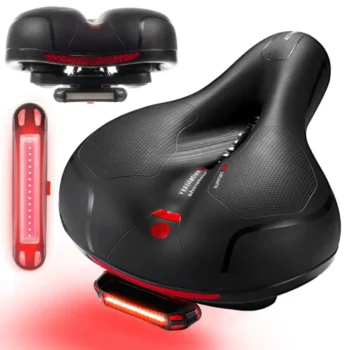 Wygodne Siodełko Rowerowe z Lampką LED USB Miękkie Szerokie