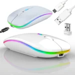 Mysz Bluetooth 5.0 USB 2.4GHz 2w1 Akumulatorowa LED Biała