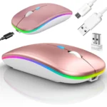 Mysz Bluetooth 5.0 USB 2.4GHz 2w1 Akumulatorowa LED Różowa
