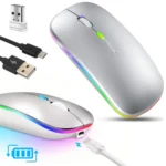 Mysz Bluetooth 5.0 USB 2.4GHz 2w1 Akumulatorowa LED Szara