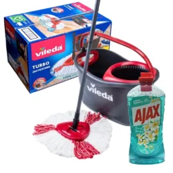 Wiadro i Mop Obrotowy Vileda Turbo 2w1 38 cm + Płyn Ajax 1L